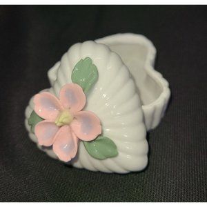 Vintage Heart shaped floral trinlet box porcelain